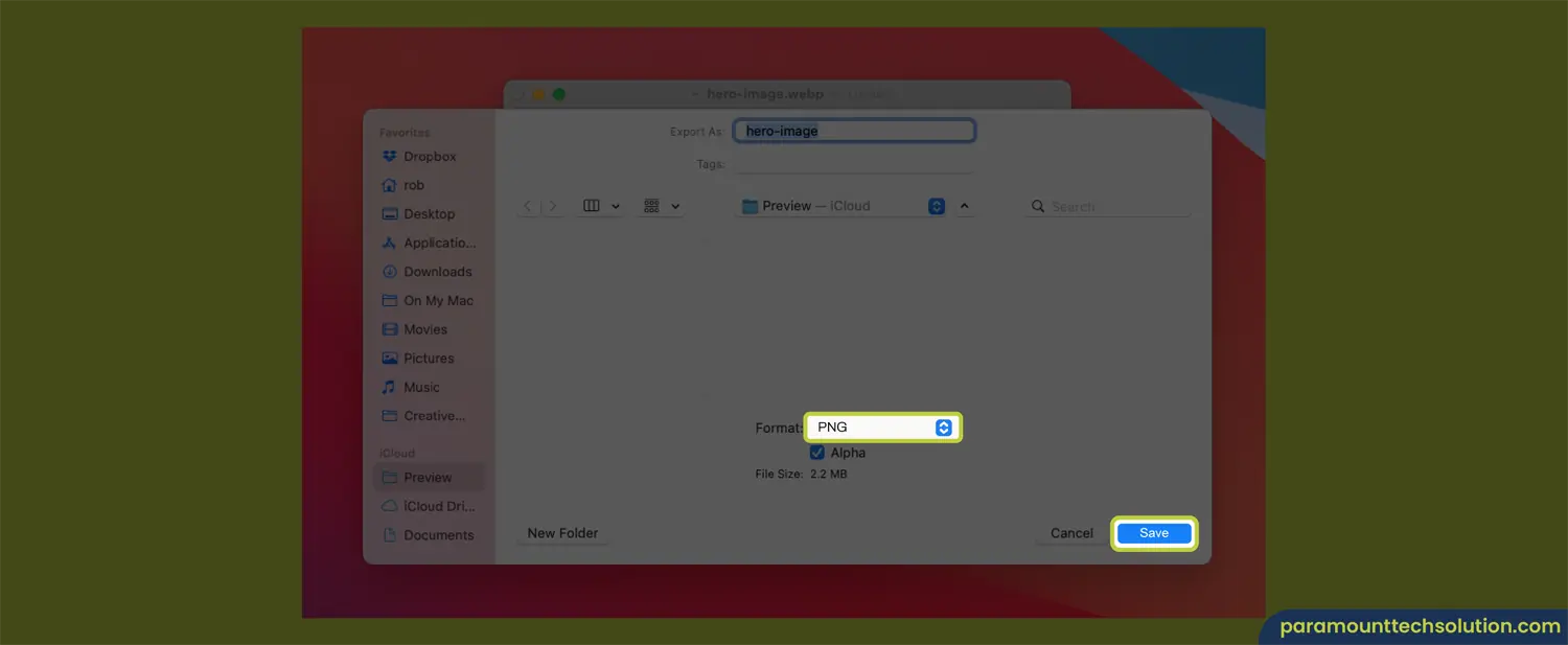 Convert WebP to PNG On Mac with preview and alpha properties