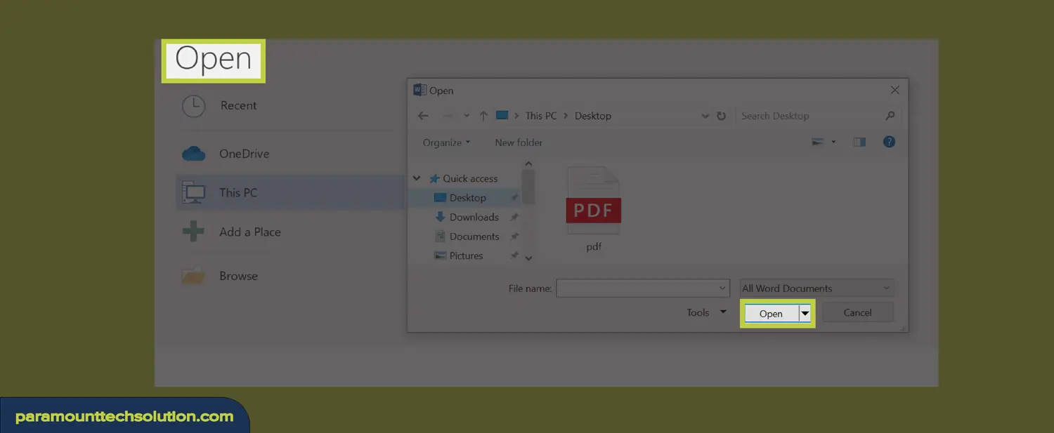 PDF to Docx using MS Word after saving An alert pops up on your screen and clicking on ok will direct you on next window