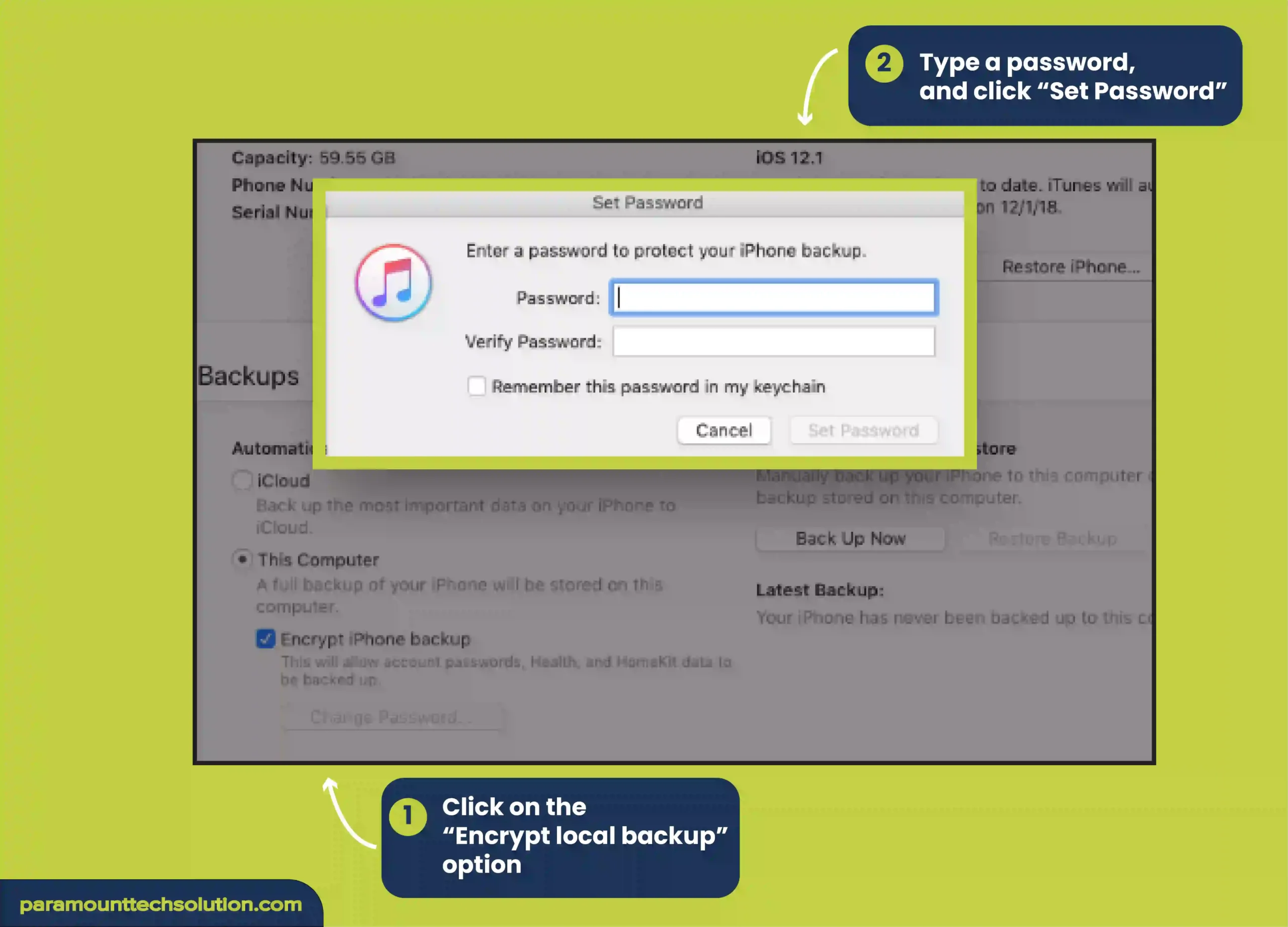 Back up to iTunes with encrypted password using iTunes encrypted backup password