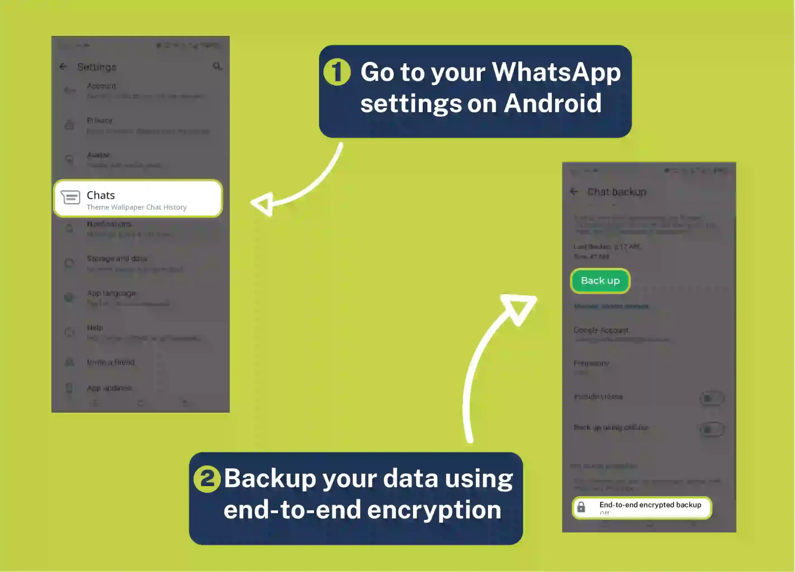 Use WhatsApp encrypted backup key Go to your WhatsApp settings on Android