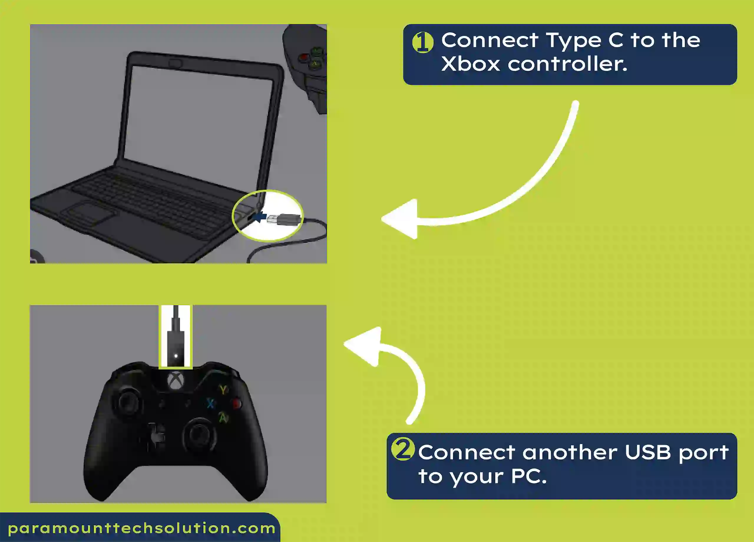 Connect type c to the xbox controller