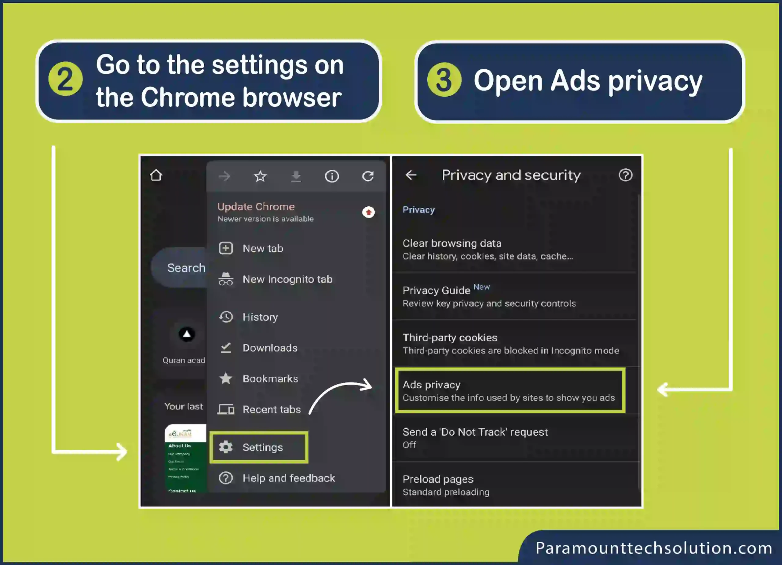 Chrome browser pop up blocker using the pop up settings in Chrome