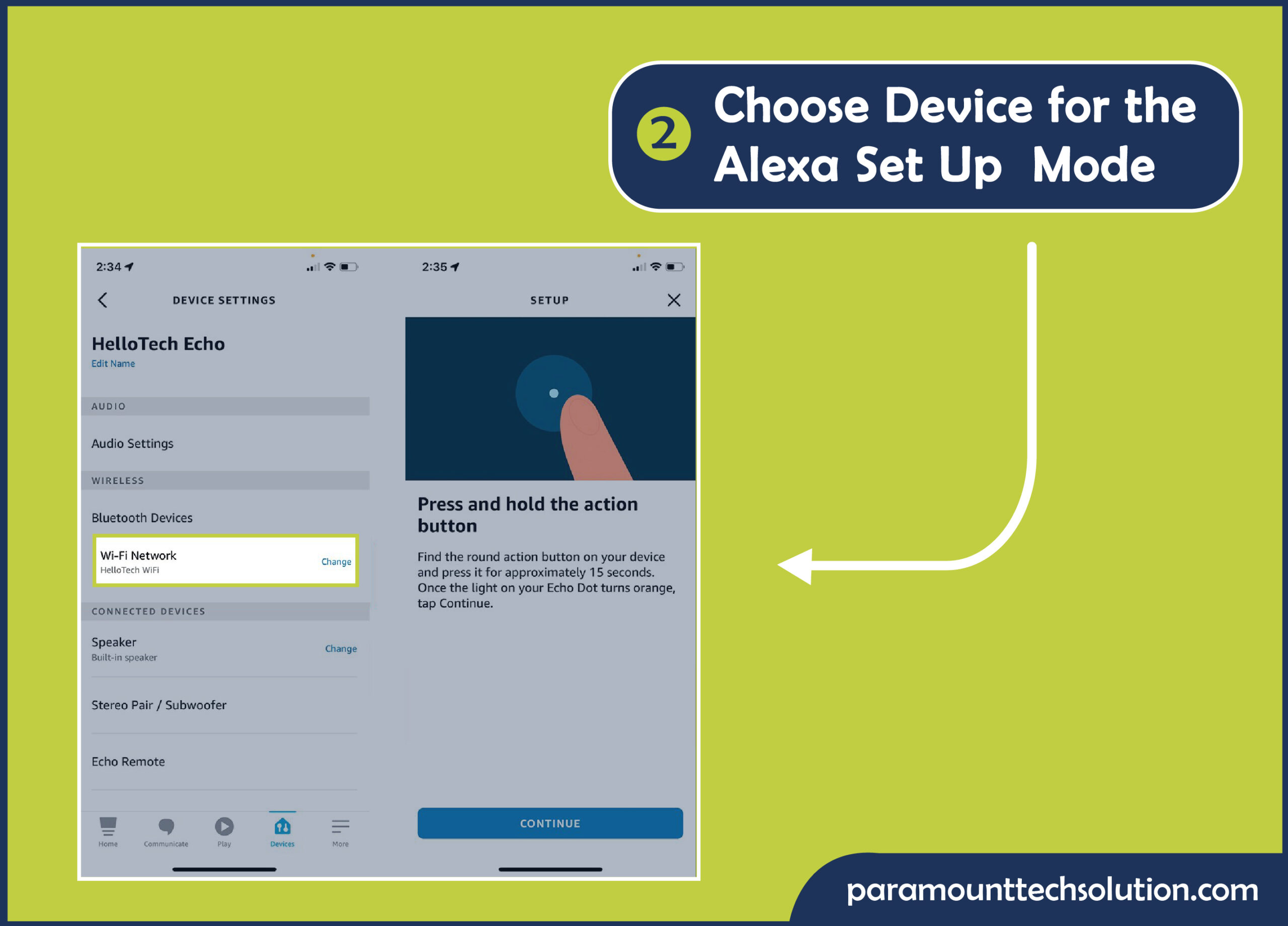 Step 2: Choose your Alexa device for set up mode.