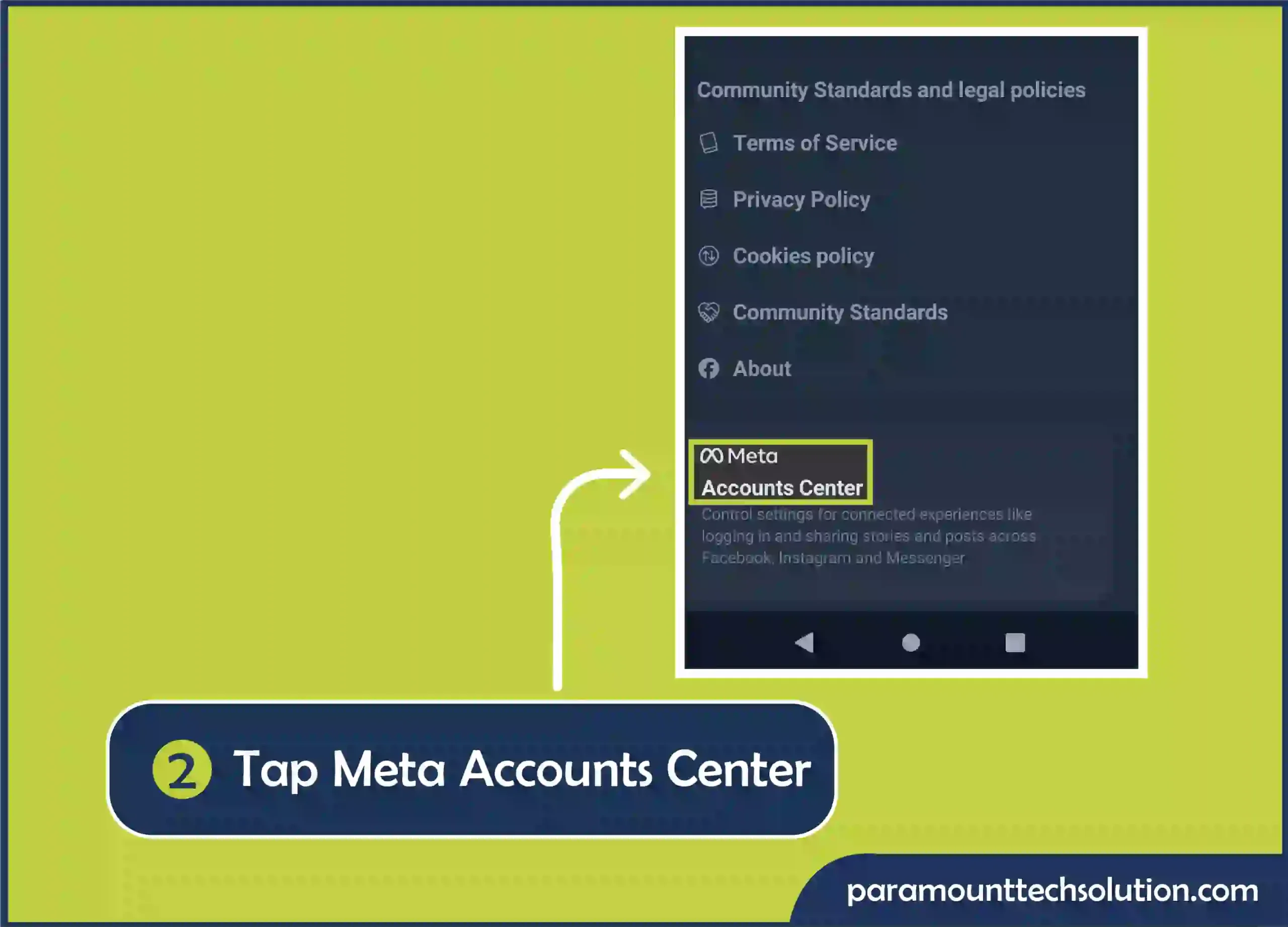 Step 2: click on Meta Accounts Center.