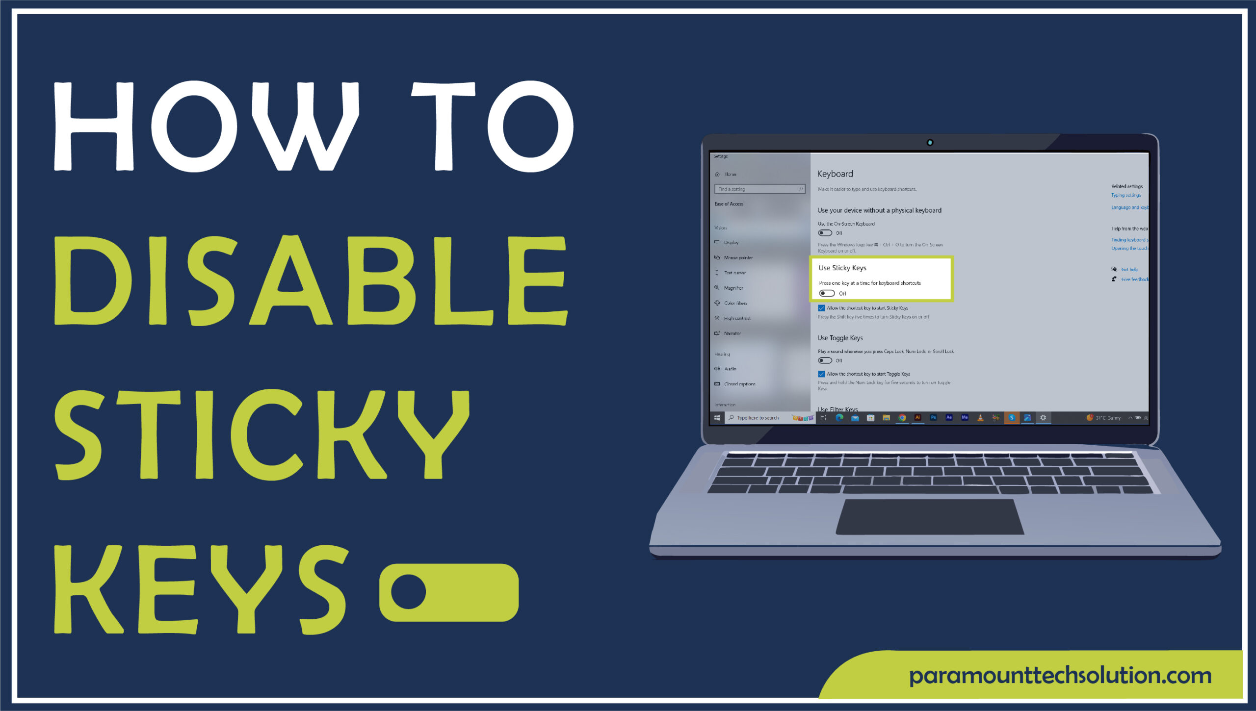 how to Disable Sticky Keys