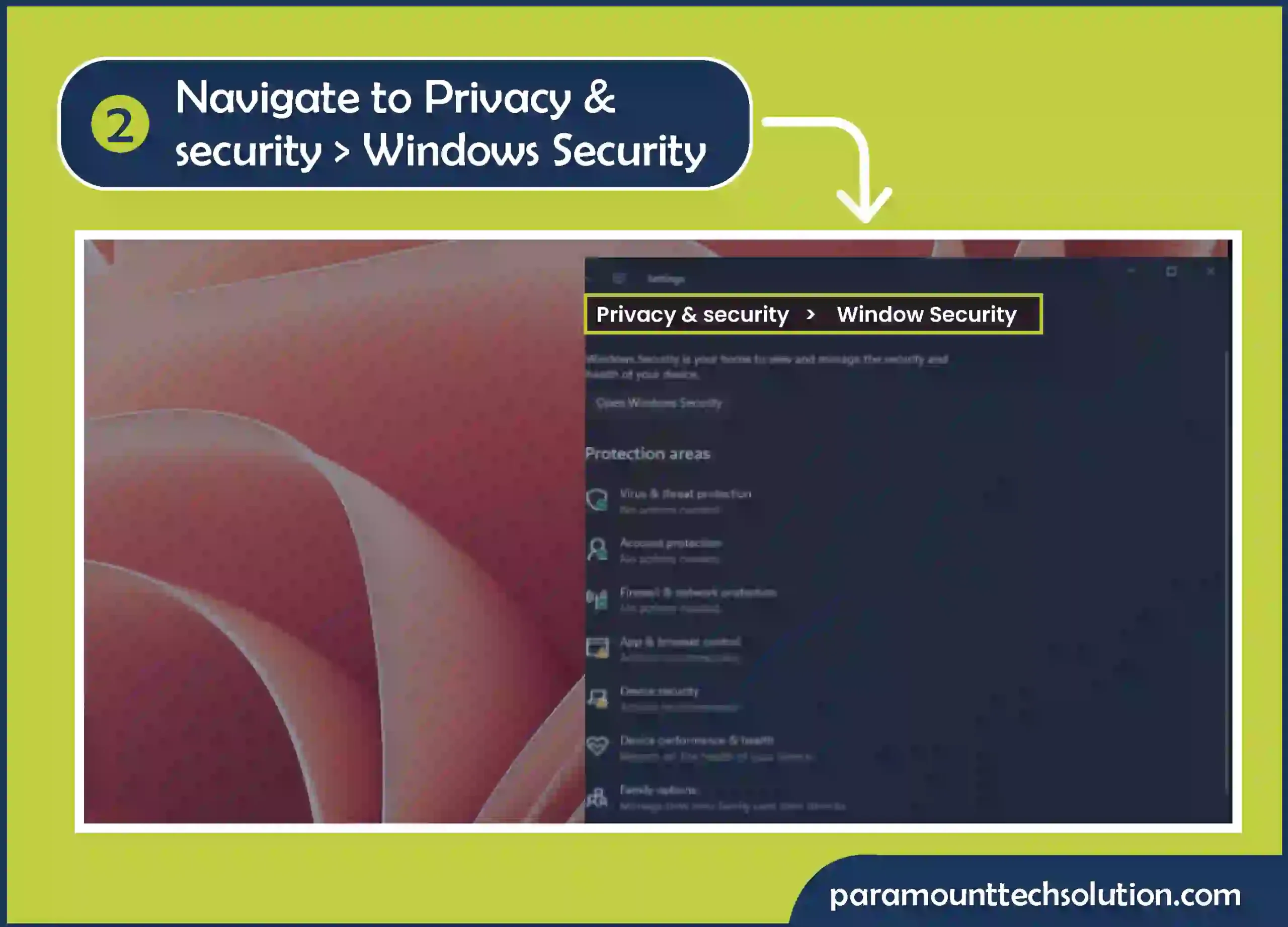 Step 2: Navigate to Privacy & security > Windows Security