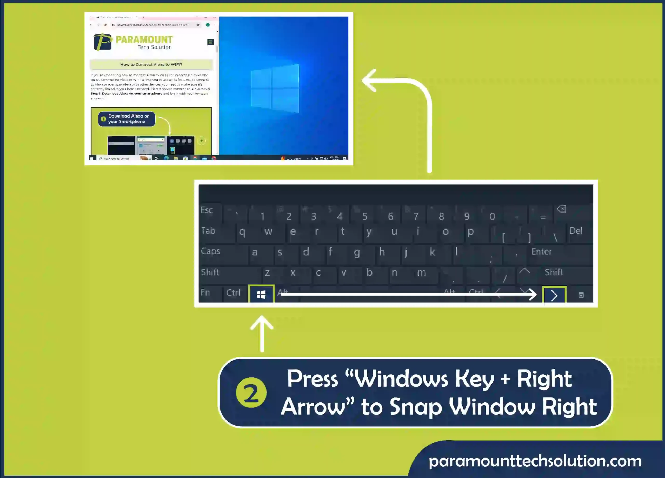 select another Window and press Windows key + Right Arrow to snap it right.