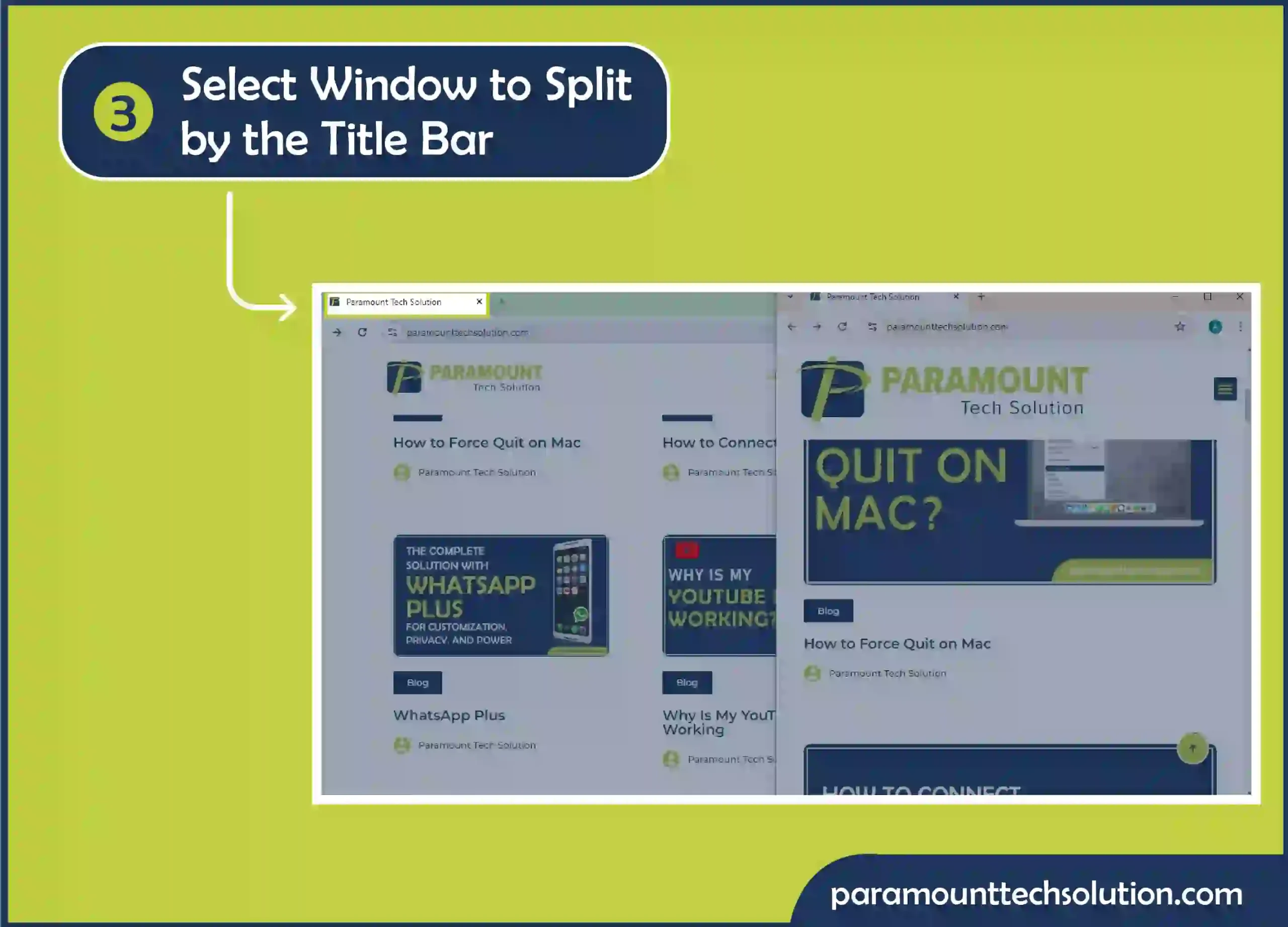 Select Window to split b press the split screen keyboard shortcut Windows Key + left/right arrow to use half windows computer screen.