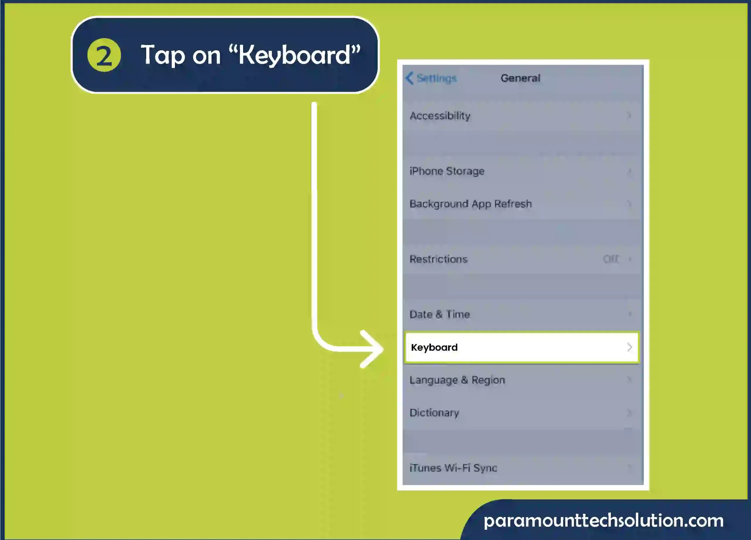 Step 2: Tap on “Keyboard”
