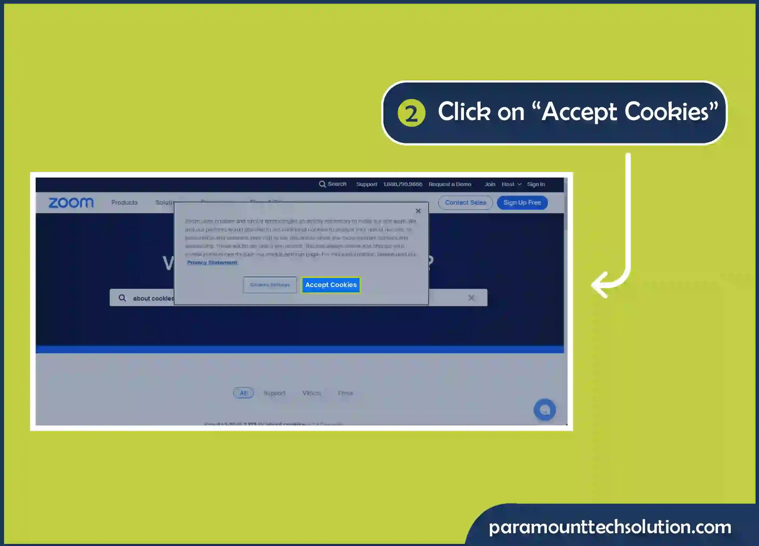 Reinstall Zoom Application Step 2: Click on “Accept Cookies”