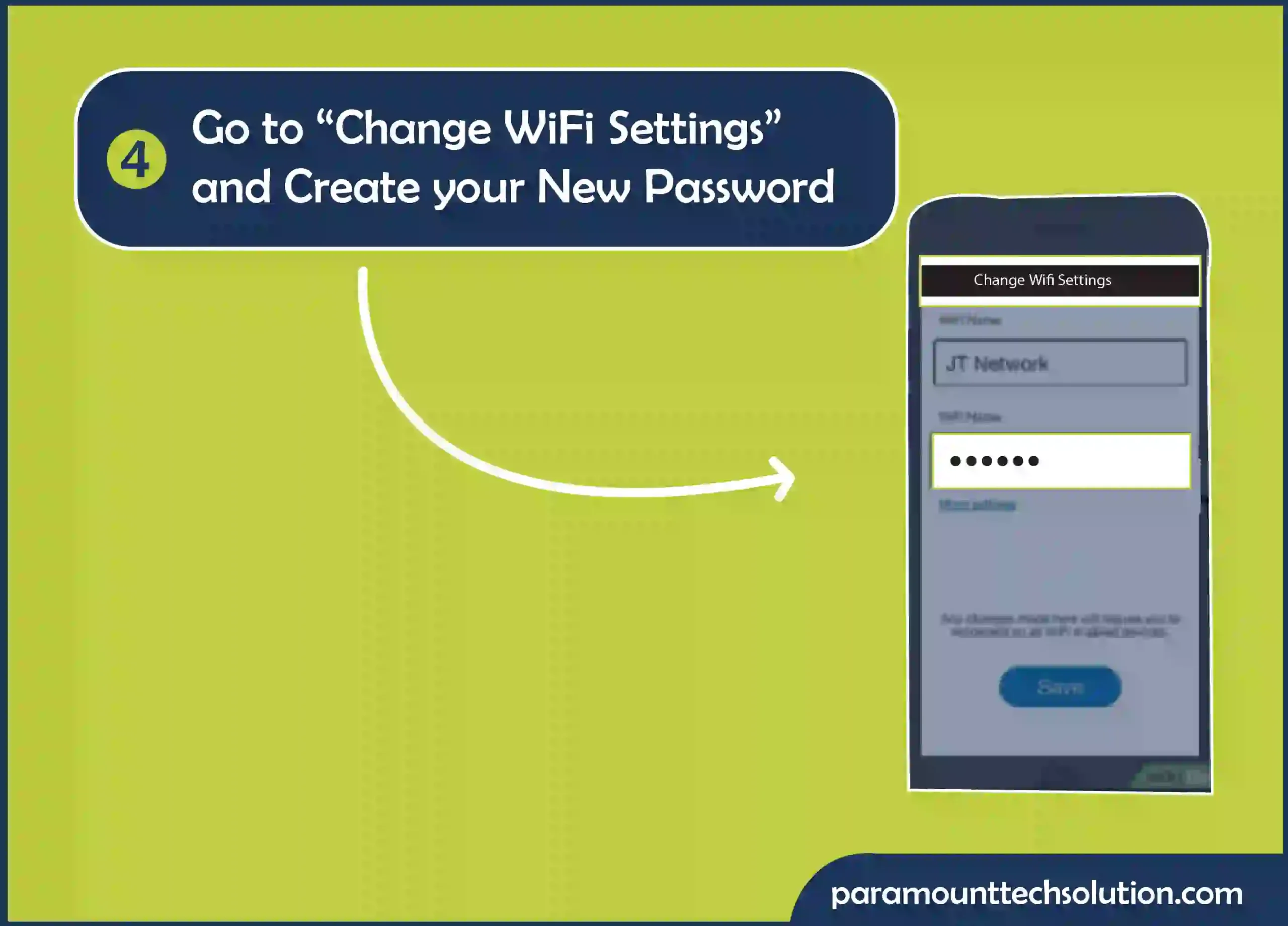 Go to Change WiFi Settings. Create your New Password and chnage the wifi password